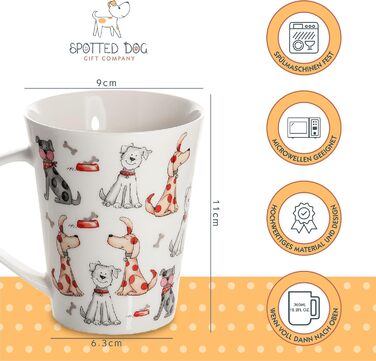 Coffee mugs with dog motifs - Coffee cups with animal design - Gift for dog owners and dog lovers - Set of 4
