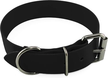 Ленні Нашийник BioThane, чорний, з нержавіючою сталею, ширина 38 мм, розмір 38-48 см, з можливістю нанесення напису