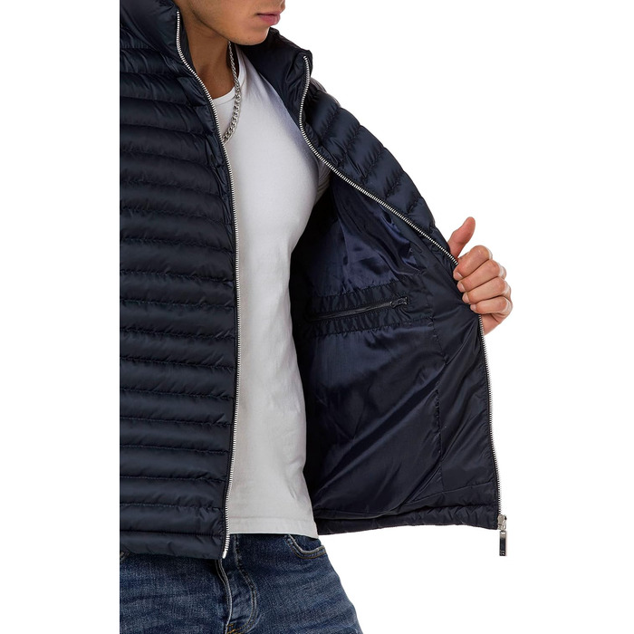 Чоловіча вітрозахисна куртка Redbridge з коміром-худи, модель Bubble Vet, чорна (M, темно-синій)