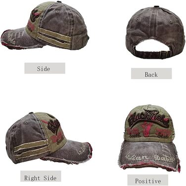 Кепка бейсболка вінтажна Baumwolle з бавовни, випрана джинсова, з потертостями, для чоловіків та жінок, стильна, спортивна, hip hop, регульована, універсальний розмір, колір A-Braun