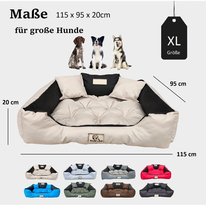 Ортопедична лежанка для собак маленьких порід King Dog, XL 115x95 см, бежева, водонепроникний матеріал, силіконова наповнювач