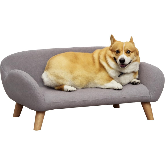 Софа для собак PawHut, скандинавський стиль, сіра, 72 x 44 x 31 см