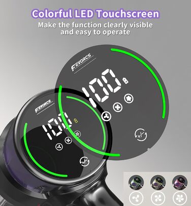 Бездротовий акумуляторний пилосос 550W, потужність 50Kpa, без мішка, з сенсорним екраном, антинамотування, для килимів, твердих поверхонь, авто