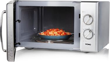 Мікрохвильова піч DOMO DO3125 Retro, 25L, 900W, білий/сріблястий, 6 рівнів потужності, таймер до 30 хв, функція розморожування, звуковий сигнал