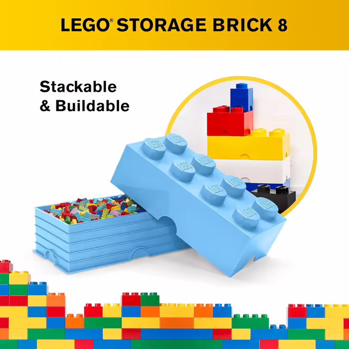 Контейнер для зберігання Lego Brick 8 великий, світло-блакитний