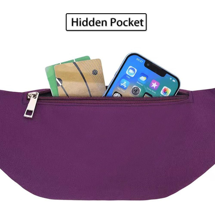 Гірчиця для жінок та чоловіків на пояс, сумочка на стегно, Doggy Bag, сумка для активного відпочинку, спортивна сумка для телефону, сумка через плече, кемпінг, фітнес, велосипед, гаманець, мішечок (фіолетовий)