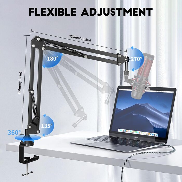 Підставка для мікрофону Arm Aokeo, сумісна з Shure SM7B, Blue Yeti, HyperX QuadCast та ін.