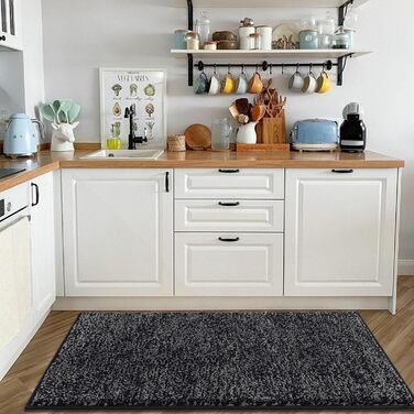 Килимок для дому та ванної кімнати SHACOS, 80 x 120 см, чорно-сірий, з антиковзаючою поверхнею