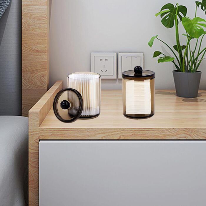 Органайзер для ватних паличок TOKSEO (3 шт.), ватніків, зубної нитки, косметики, чорного кольору