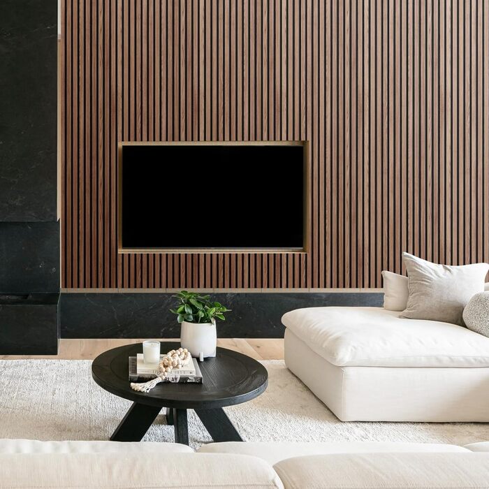 Акустичні панелі з дерев'яного шпону самоклеючі, набір 2 шт. 100x52 см, звукопоглинаючі стінові панелі для шумоізоляції та декору вітальні, офісу, коричневі