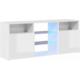 vidaXL ТВ-тумба з LED-підсвіткою, глянцева, 120x30x50 см, біла