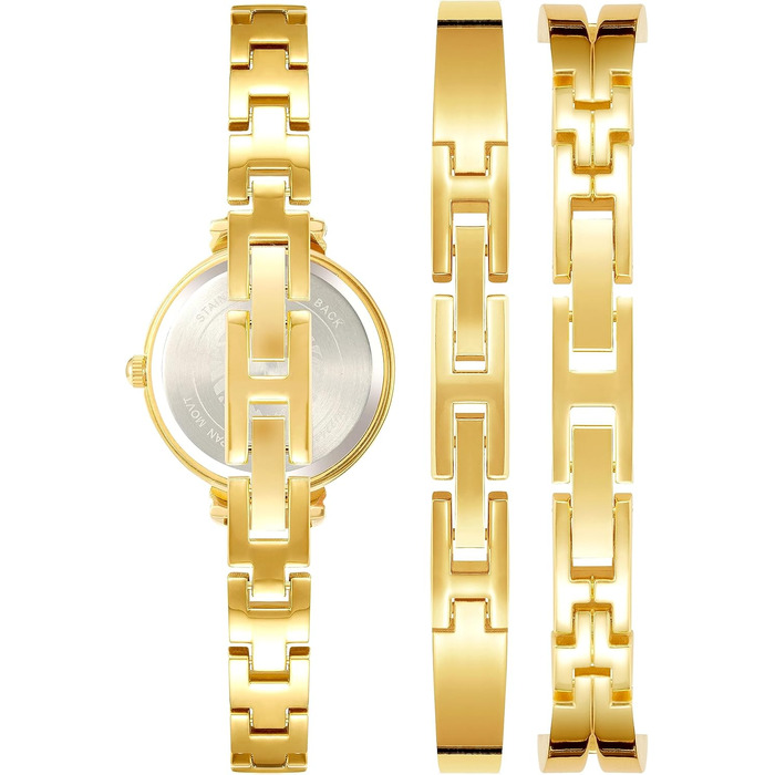 Жіночий набір годинників Anne Klein Premium з кристалами та браслетами (Золотий/Лавандовий)