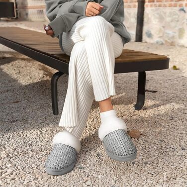 Тапочки жіночі зимові теплі PIZZ ANNU з плюшем, антиковзаюча підошва, платформа, з Memory Foam, для дому/на вулицю (42/43 EU, сірі)