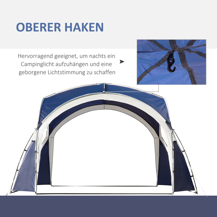 Outsunny Dome Tent for 6-8 People 3.5x3.5x2.22m Garden Tent Party Tent Gazebo Patio Polyester Blue