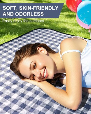 Плед для пікніка LIVEHITOP водонепроникний XXL (200x200 см, бежевий) для пляжу, кемпінгу, парку, BBQ