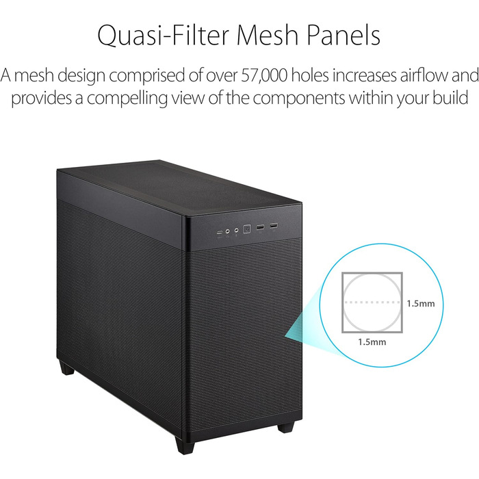 Корпус ASUS Prime AP201 MicroATX чорного кольору (33 літри, підтримка 280/360 мм кулерів, відеокарти до 338 мм, стандартний ATX блок живлення)