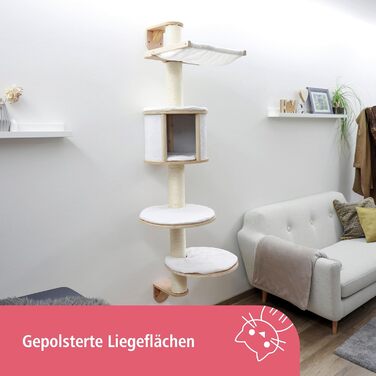 Дерев'яний комплекс для котів Kerbl Dolomit XL, білий, 70x45x185 см, для кількох котів, з сизалевими стовпчиками