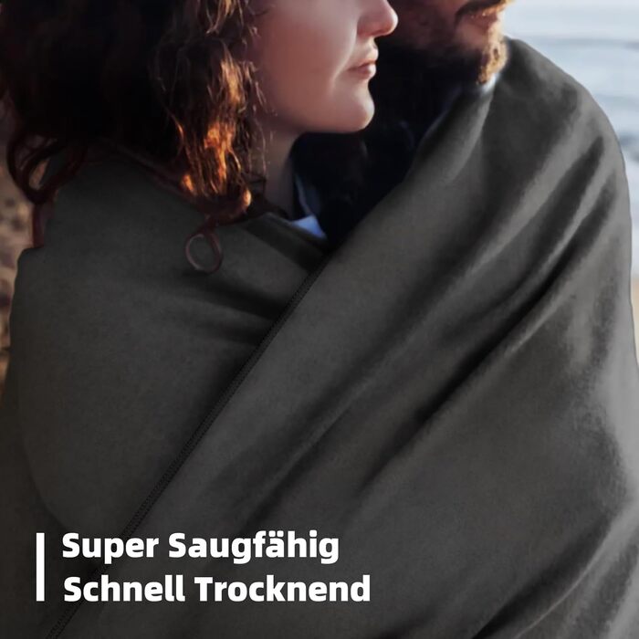 Набір з 3 рушників з мікрофібри: великий (180x80 см) та 2 маленькі (80x40 см). Швидковисихаючі рушники з мікрофібри для спорту, пляжу, ванни та подорожей (темно-сірий)