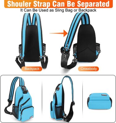 Сумка-слінг через плече для жінок та чоловіків з оксфордської тканини. Шкіряна сумка-кросбоді, спортивна сумка, повсякденний рюкзак для активного відпочинку, подорожей та шопінгу (Блакитна)