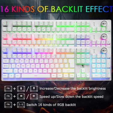 FELiCON Комбо-набір бездротової клавіатури та миші, 4800mAh, RGB LED-підсвічування, керування кнопками, ергономічний дизайн, 7 кольорів, чорний (K&M)