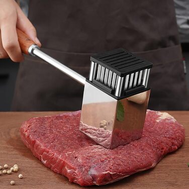 М'ясорубка-молоток Fleischklopfer з нержавіючої сталі з антиковзним руків'ям, для стейків, шніцелів, яловичини, свинини, курки