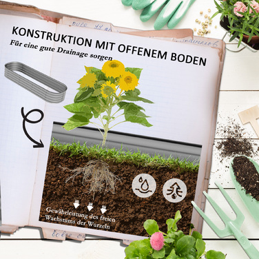 Outsunny Metal Raised Garden Bed Planter Box 150 x 62 x 30 cm Vegetable Bed DIY Flower Box with Open Bottom for Garden Balcony Herb Garden Silver