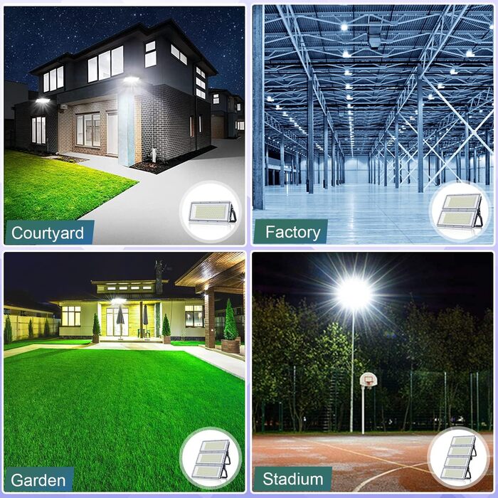 YIQIBRO LED Floodlight Outdoor 100W, 10000LM Super Bright Floodlight Outdoor, Waterproof Outdoor Spotlight IP67, 6500K Cold White Outdoor LED Spotlight 85-265V for Garden, Garage, Factory, Sports Field