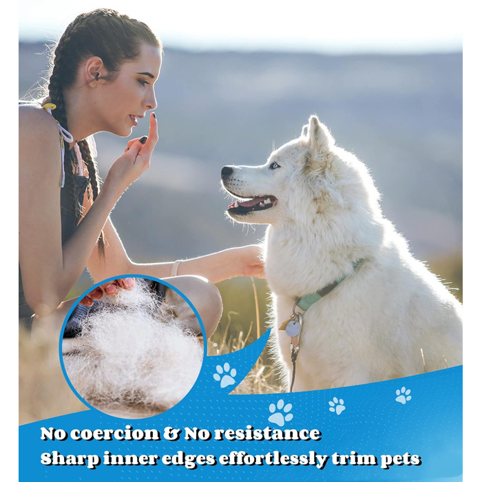 Щітка для собак та котів, 12+23 зубці, нержавіюча сталь, двостороння, для видалення шерсті та розчісування вузлів, блакитна