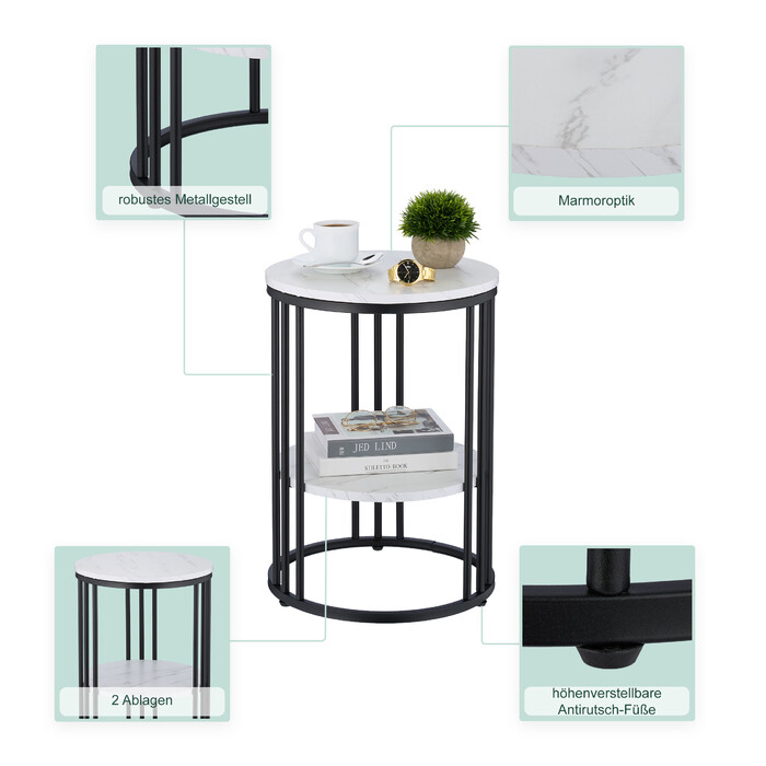 Relaxdays Side Table with Marble Look