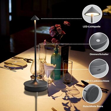 Світлодіодний настільний світильник Leomix акумуляторний, димований, водонепроникний IP54, чорний - 1 шт.