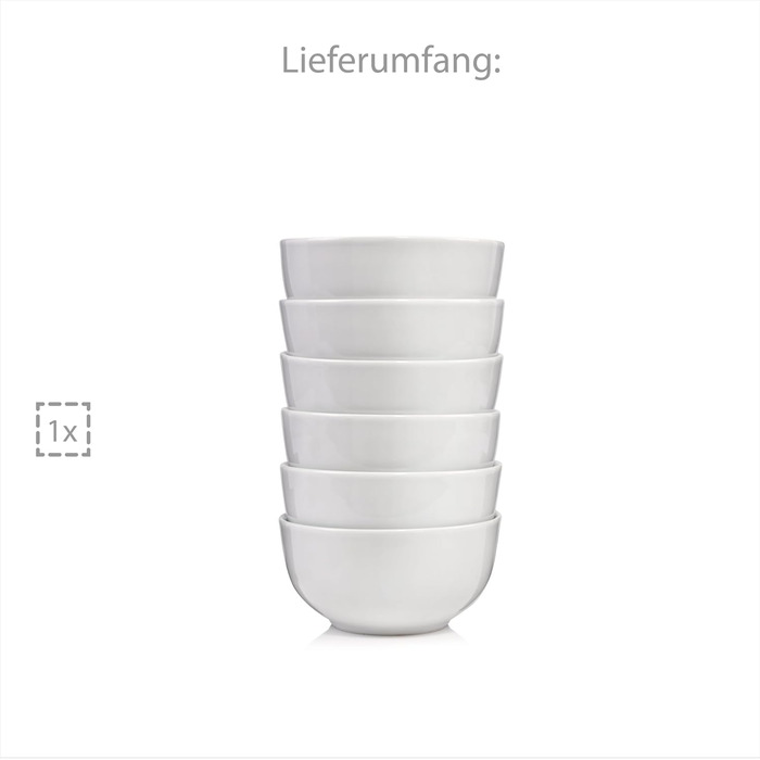 Singer | Cereal Bowls New Port, 6-piece Cereal Bowl Set made of Porcelain, Cereal, Deep Plate in White | 500 ml Cereal Bowls 6 pcs.