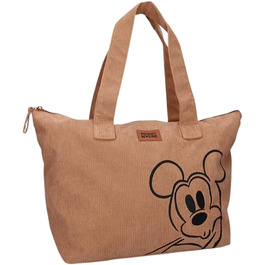 Жіноча сумка-шопер з корду Mybagstory Mickey Mouse, коричнева, універсальна, 48 см – для підлітків, пляжу, шопінгу, школи, коледжу
