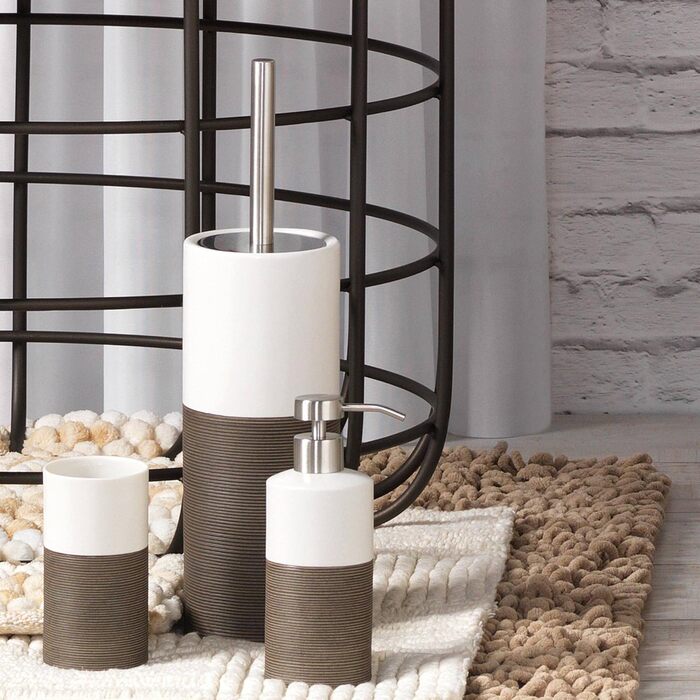 Набір для чищення унітазу Sealskin Doppio з натурального порцеляну, з алюмінієвою ручкою, без свердління, колір: ручне розписування (коричневий)