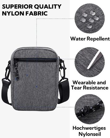 Сумка-месенджер WATERFLY через плече, маленька поперечка для чоловіків та жінок (Сіра)