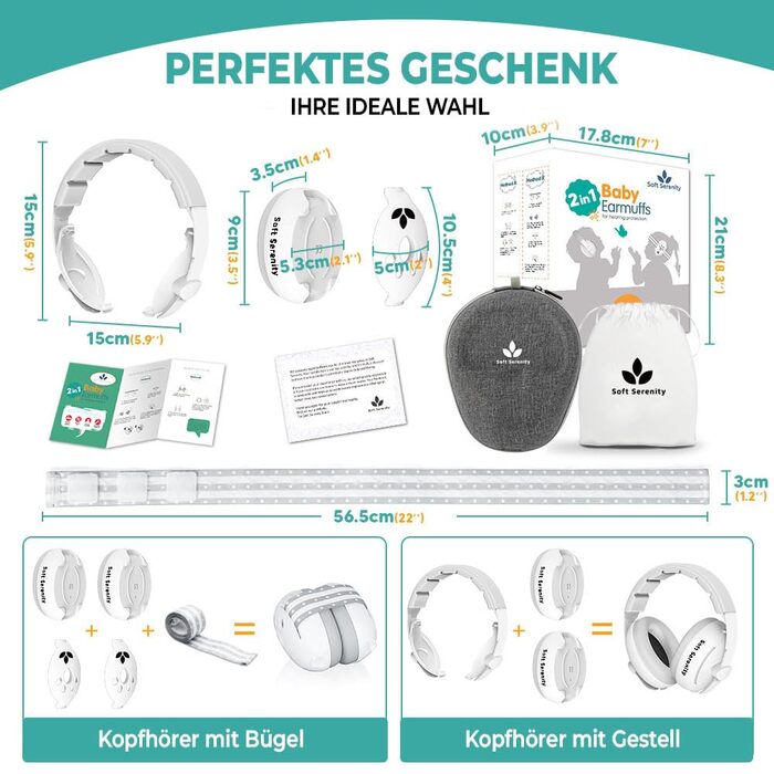 Навушники для захисту слуху для малюків 2-в-1 з екіпежем, комфортні та регульовані, для дітей до 4 років, сертифіковані CE, 25 дБ. Ідеально підходять для сну, подорожей та фестивалів.