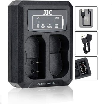 Зарядний пристрій Dual USB для камер Nikon Z7, Z6, D850, D810, D800, D750, D610, D600, D500, D7500, D7200, D7100, D7000 (сумісний з акумуляторами EN-EL15, EN-EL15a, EN-EL15b)