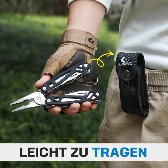Мультитул Mossy Oak 21 в 1 з плоскогубцями та складаним ножем для кемпінгу, туризму та ремонту, з G10-ручкою та сумкою