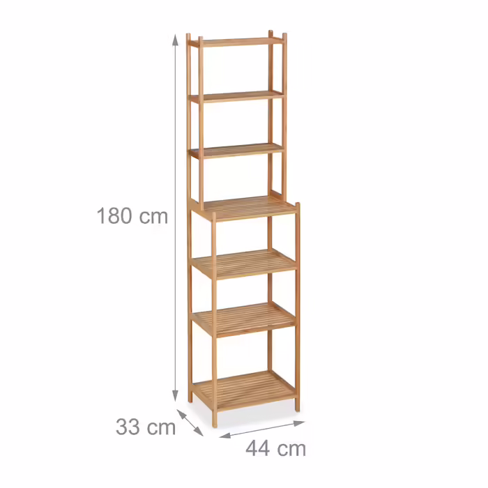 Relaxdays Tall Bamboo Bathroom Shelf