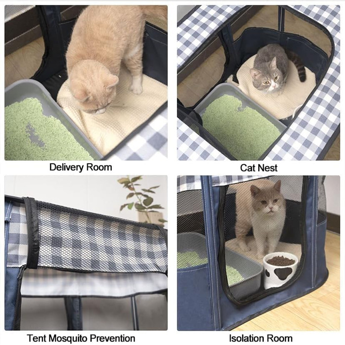 Розкладний вольєр для тварин, переносна переносна клітка для цуценят, собак, кошенят та котів, для використання в приміщенні та на вулиці, Pop-Up, розмір M, синій вольєр