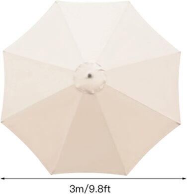 SMLJFO Replacement 8-Rib Parasol Canopy, 3m Market Table Umbrella, UV Protection, Replacement Fabric, Beige