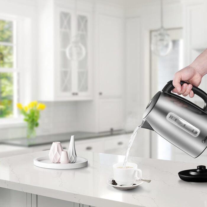 Midea 1.7L Stainless Steel Electric Kettle - Fast Boil, LED Display, 360° Base, BPA-Free