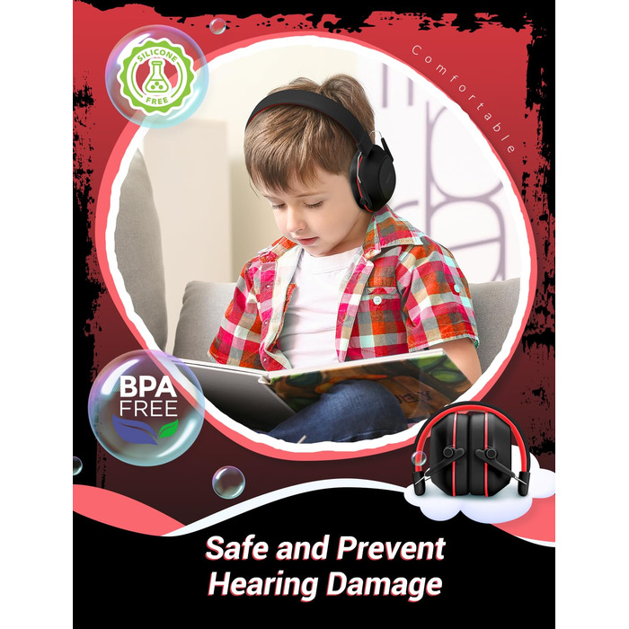 iClever навушники з шумозаглушенням для дітей (Рожеві котячі вушка) (Чорний та червоний)