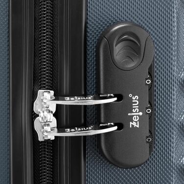 Набір валіз Zelsius 4 шт. Антрацит | ABS, з кодовим замком, 4 колеса, внутрішній роздільник | Ручна валіза, 4 шт, Trolley, велика, багаж