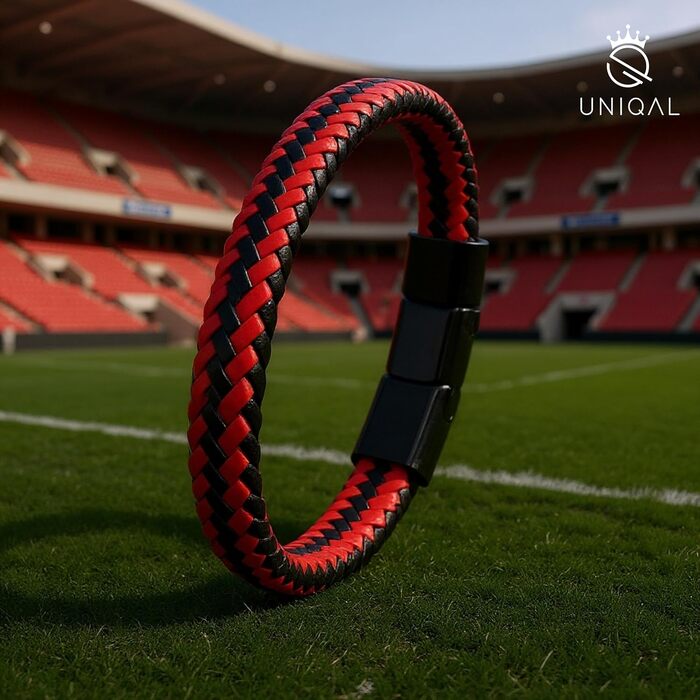 Браслет чоловічий шкіряний UNIQAL 'BRAID': плетене зап'ястя з чорної шкіри та нержавіючої сталі, 21 см, подарункова коробка