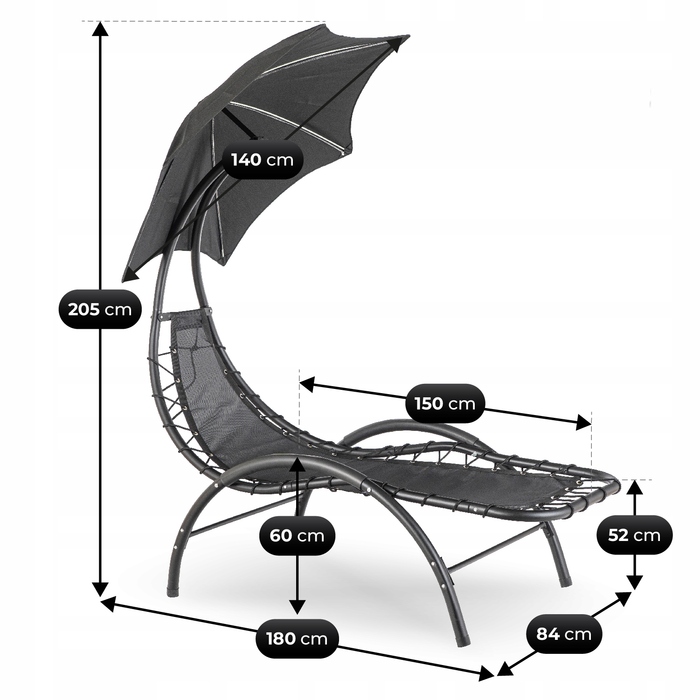 Шезлонг металевий чорний Mebel Elite