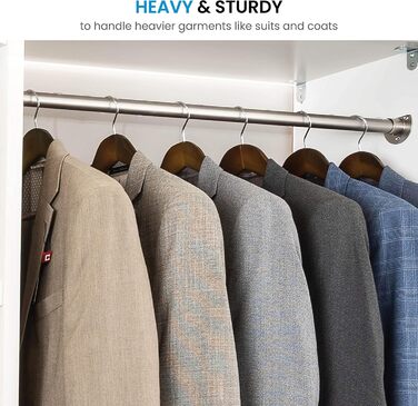 Дерев'яні вішалки Lotus ZOBER - 6 шт. - широкі, з гладкою поверхнею, обертовий гачок, перекладина для штанів, для пальто, курток, штанів та суконь, вінтажний стиль