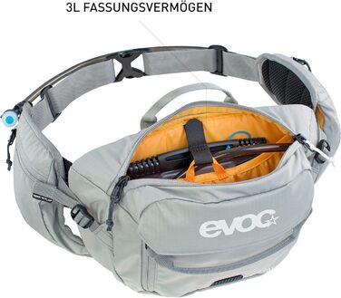 EVOC HIP Pack 3л - поясна сумка, бананка (3л, система Airflow Contact, регульований поясний ремінь, система Venti Flap) сірого кольору без питної бульбашки