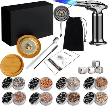 Набір для копчення коктейлів: з факелом, 8 смаків, тріски, ліхтарик, форма для льоду, аксесуари для віскі, інфузія, коктейлі