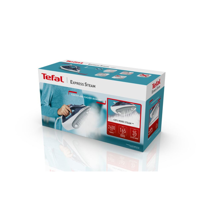 Праска TEFAL Express FV2837, керамічна підошва, 2400 Вт, система захисту від накипу