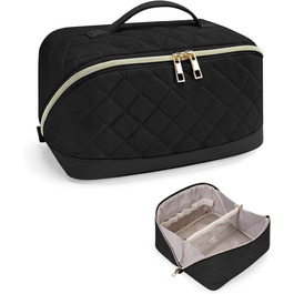 Чорна косметичка для подорожей Wandering Nature з відділенням для пензлів, велика, водонепроникна, з перегородкою та ручкою (патендована)